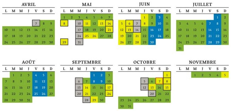 calendrier séjours Puy du Fou 2023