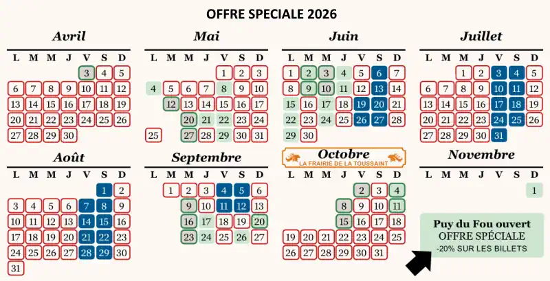 offre spéciale billets séjours Puy du Fou 2026