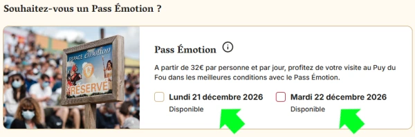 réservation Pass Emotion 2026 Puy du Fou - achat en ligne